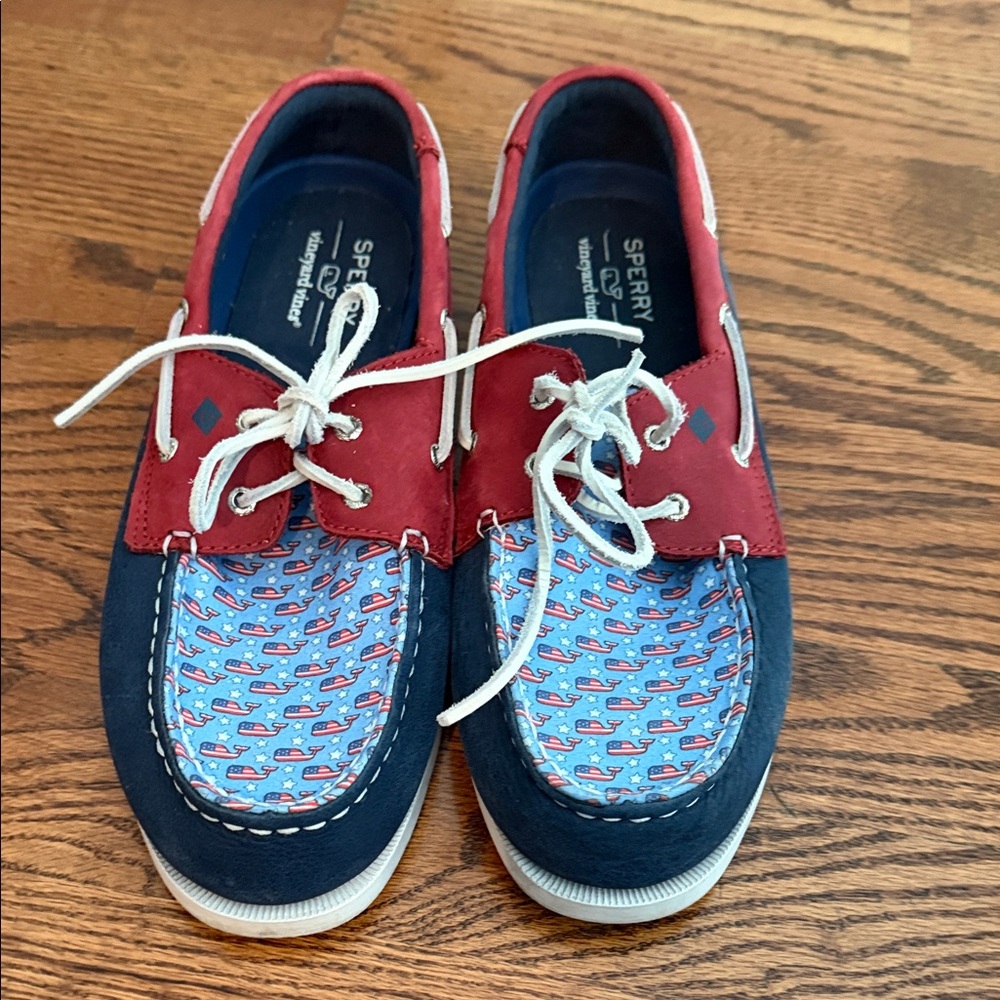 Sperry & Vineyard Vines Patriotic. Boat Shoes.  Boy Size 7
